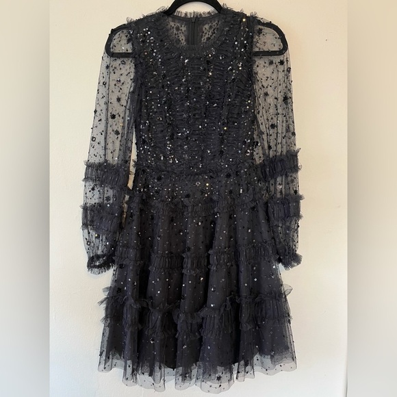 Needle and Thread Violet Shimmer Micro Mini Tulle Sequin Black dress size 2 NWT - Picture 4 of 10